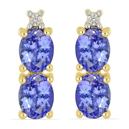 BUY 14K GOLD TANZANITE GEMSTONE EARRINGS WITH WHITE DIAMOND